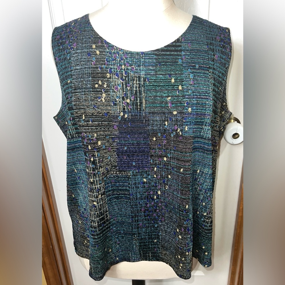 (NWOT) Draper’s & Damon’s Sleeveless Blouse Knit Tank Top Patchwork Boho 3X